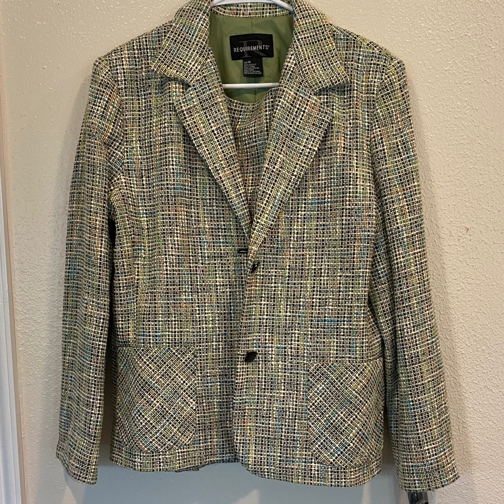 Requirements Multicolor Plaid Blazer with Matching Skirt